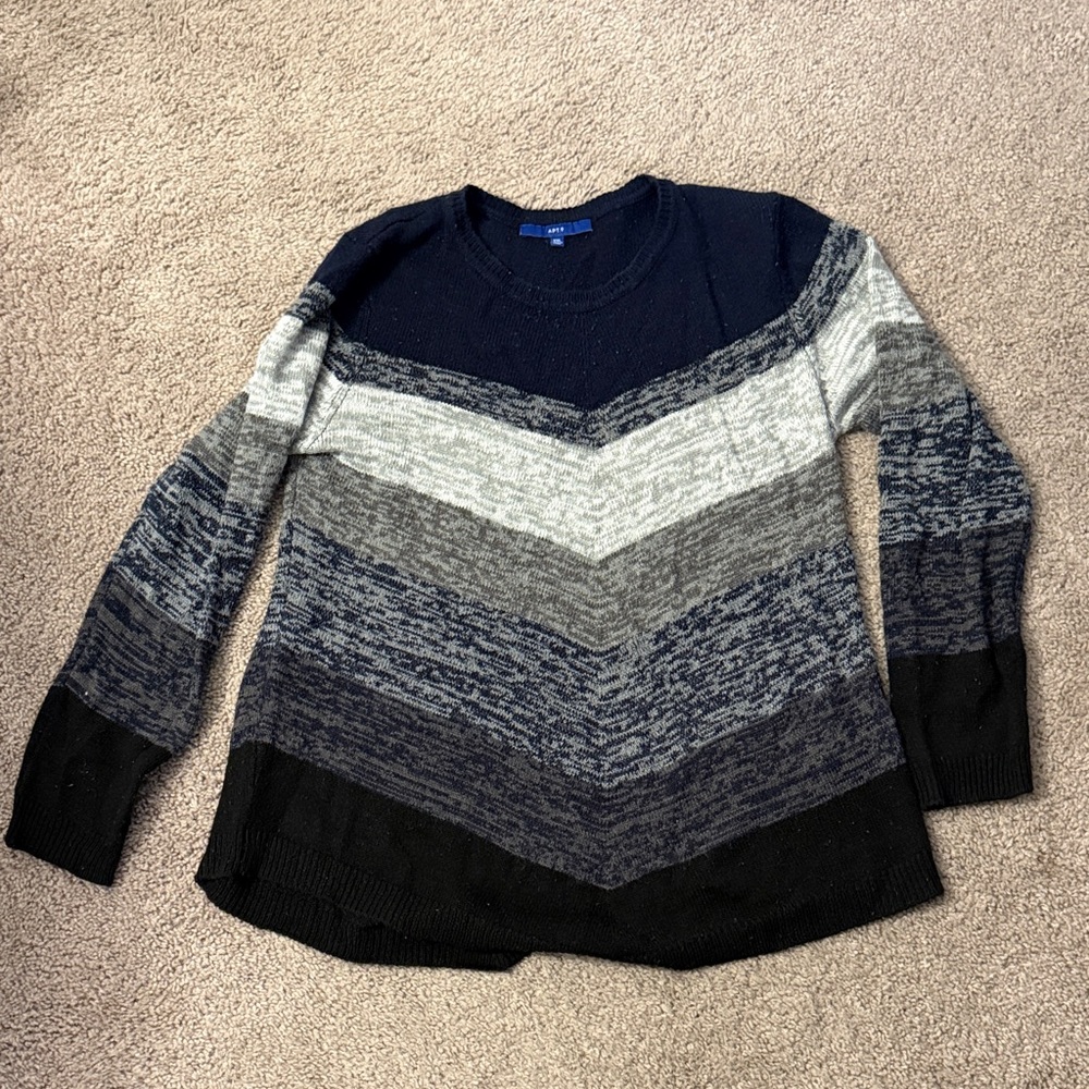Apt. 9 Women's Chevron Sweater - Navy, Gray, and Black